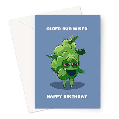 LEMON LOCO Older Bud Wiser Happy Birthday Greeting Card | Cannabis Pun Birthday Card For Stoner, Stoned Marijuana Bud, Older But Wiser von LEMON LOCO