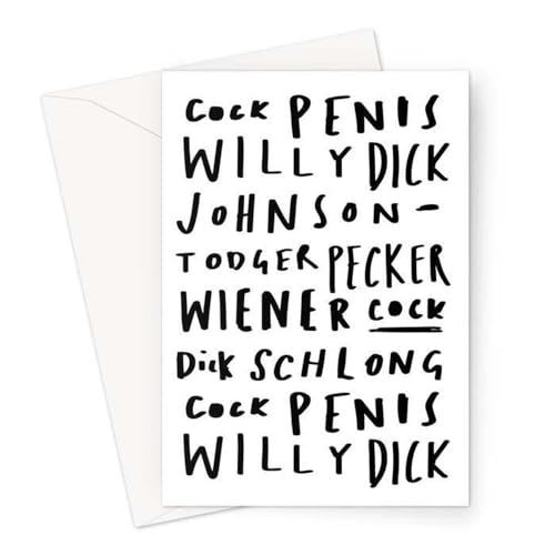 LEMON LOCO Willy Word Art Greeting Card | Funny Rude Penis Synonym Typography Monochrome Birthday Card,Friendship Card,Joke Adult Humour, Hen Party von LEMON LOCO
