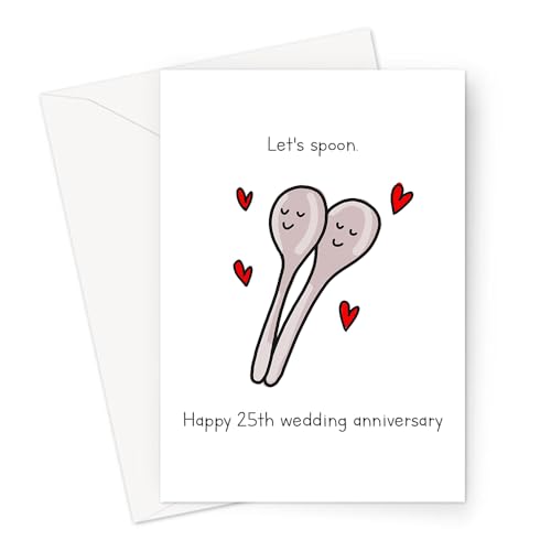 Let's Spoon. Glückwunschkarte zum 25. Hochzeitstag zur Silbernen 25. Hochzeitstag, Karte zum fünfjährigen Hochzeitstag für Ehemann oder Ehefrau, Silberlöffel, Scherz-Jubiläumskarte von LEMON LOCO