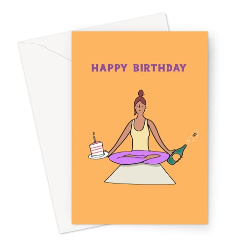 Yoga-Frau Happy Birthday Grußkarte | Frau in Lotus-Pose Geburtstagskarte, Yoga-Geburtstagskarte für Freundin, Ehefrau, sie, handillustrierte Yoga-Karten, Yoga-Freund-Geburtstagskarte von LEMON LOCO