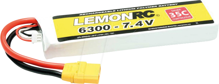 LRC 2S 6300 - LiPo Akku LEMONRC 6300 - 7.4V (35C) von LEMONRC