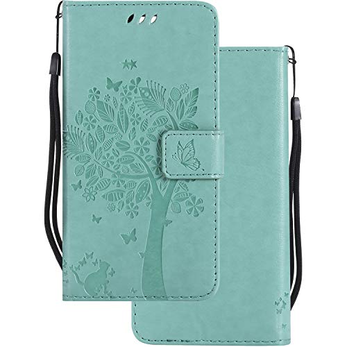 LEMORRY Handyhülle für Huawei Mate 10 Pro Hülle Tasche Ledertasche Flip Beutel Slim Schutz Magnetisch SchutzHülle Weich Silikon Cover Schale für Huawei Mate 10 Pro, Glücklicher Baum (Grün) von LEMORRY