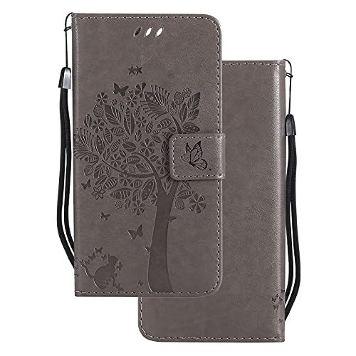 LEMORRY Handyhülle für Motorola Edge 20, Hülle Klappbar für Motorola Edge 20 Ledertasche mit Kartensteckplatz Beutel Magnetisch SchutzHülle Weich Silikon Schale Cover für Motorola Edge 20, Grau von LEMORRY