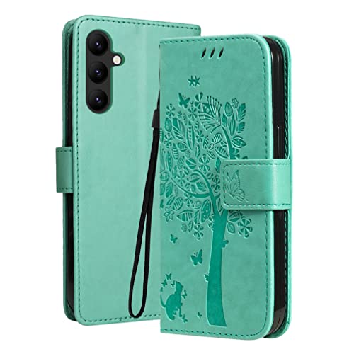 LEMORRY Handyhülle für Samsung Galaxy A34 Leder Tasche für Samsung A34 Klapphülle mit Kartensteckplatz Beutel Weich Silikon Schale Case Schutz Hülle für Samsung Galaxy A34, Grün von LEMORRY