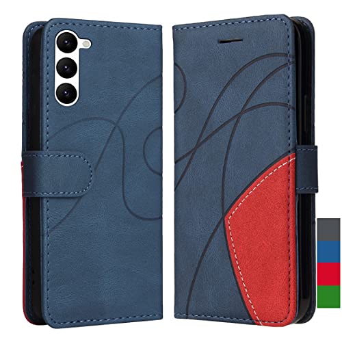 LEMORRY Handyhülle für Samsung Galaxy S23 Ledertasche Klapphülle Case mit Magnetisch Kartenschlitz Schale Stehen Brieftasche TPU Silikon Schutz Hülle für Samsung S23, Blau von LEMORRY