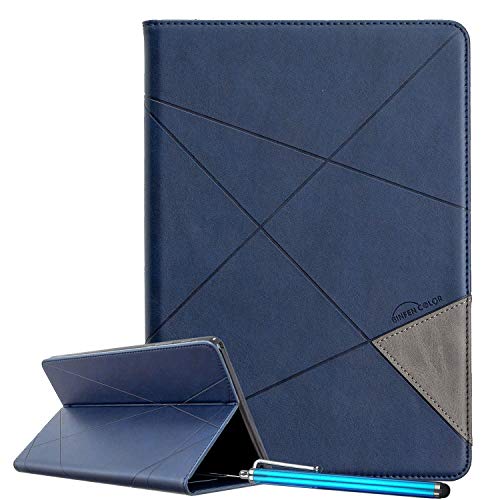 LEMORRY Hülle für Amazon Fire 7, Premium Leder Tablet Hülle Flip Cover mit Kartenfächern, Ständer, Hidden-Magnetic (Blau) von LEMORRY