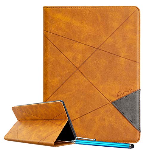 LEMORRY Hülle für Apple iPad Air (Ipad 5) / Apple iPad Air 2 (Ipad 6), Premium Leder Tablet Hülle Flip Cover mit Kartenfächern, Ständer, Hidden-Magnetic, [Auto Schlaf & Aufwachen] (Gelb) von LEMORRY