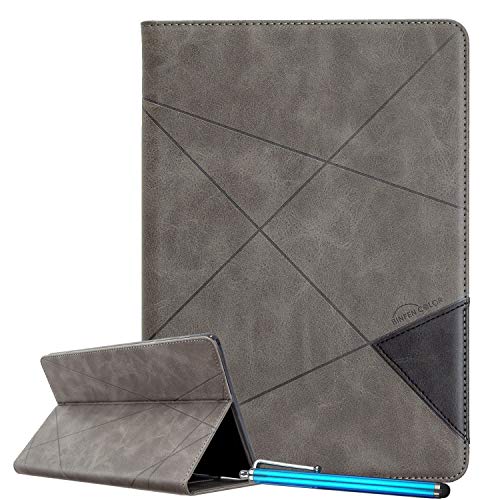 LEMORRY Hülle für Apple iPad Air (Ipad 5) / Apple iPad Air 2 (Ipad 6), Premium Leder Tablet Hülle Flip Cover mit Kartenfächern, Ständer, Hidden-Magnetic, [Auto Schlaf & Aufwachen] (Grau) von LEMORRY