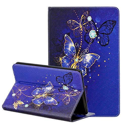 LEMORRY Hülle für Apple iPad Mini (2019) / iPad Mini 5 Tasche Handyhülle Ledertasche Beutel Magnetisch SchutzHülle Kartenschlitz Weich Silikon Cover Schale für iPad Mini 5, Elegant Schmetterling von LEMORRY