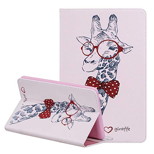 LEMORRY Hülle für Apple iPad Mini (2019) / iPad Mini 5 Tasche Handyhülle Ledertasche Beutel Magnetisch SchutzHülle Kartenschlitz Weich Silikon Cover Schale für iPad Mini 5, Giraffe von LEMORRY