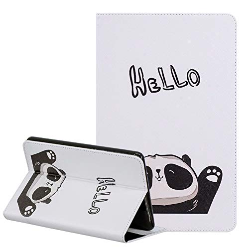 LEMORRY Hülle für Apple iPad Mini (2019) / iPad Mini 5 Tasche Handyhülle Ledertasche Beutel Magnetisch SchutzHülle Kartenschlitz Weich Silikon Cover Schale für iPad Mini 5, Hello Panda von LEMORRY