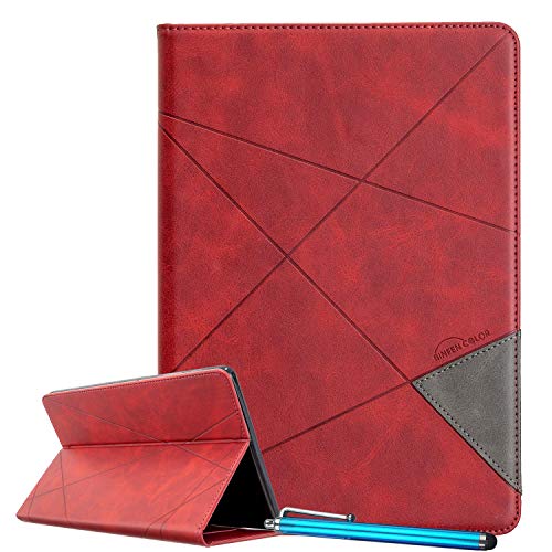 LEMORRY Hülle für Samsung Galaxy Tab A8 10.5 (2021) / X200 / X205 Leder Klapphülle Tablet Flip Case Holster mit Kartenfächern, Ständer, Hidden-Magnetic (Rot) von LEMORRY