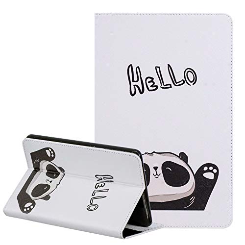 LEMORRY Hülle für Samsung Galaxy Tab S5e / SM-T720 SM-T725 Tasche Handyhülle Ledertasche Beutel Magnetisch SchutzHülle Kartenschlitz Weich Silikon Cover Schale für Galaxy Tab S5e, Hello Panda von LEMORRY