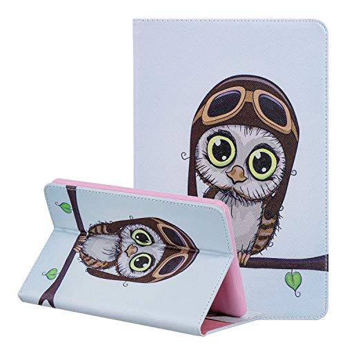 LEMORRY Hülle für Samsung Galaxy Tab S5e / SM-T720 SM-T725 Tasche Handyhülle Ledertasche Beutel Magnetisch SchutzHülle Kartenschlitz Weich Silikon Cover Schale für Galaxy Tab S5e, Süße Eule von LEMORRY