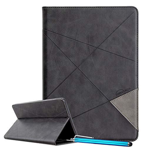 LEMORRY Hülle für Samsung Galaxy Tab S6 / SM-T860 / SM-T865, Premium Leder Tablet Hülle Flip Cover mit Kartenfächern, Ständer, Hidden-Magnetic (Schwarz) von LEMORRY