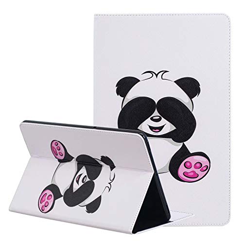 LEMORRY Hülle für Samsung Tab A 10.1 (2019) / T510 T515 Tasche Handyhülle Ledertasche Beutel Magnetisch SchutzHülle Kartenschlitz Weich Silikon Cover Schale Galaxy Tab A 10.1 (2019), Cute Panda von LEMORRY