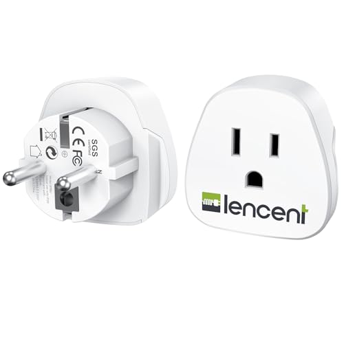 LENCENT 2X Reiseadapter Stecker USA auf EU DE Steckdose Steckdoseadapter Schuko für Amerika US Japan Kanada Mexiko Thailand Stecker Weiß von LENCENT