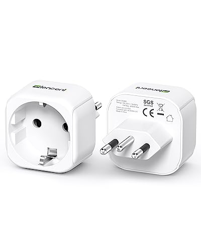 LENCENT 2X Reiseadapter Netzadapter Typ N Brasilien, Europa DE Deutsch 2 Pin auf BR 3 Pin Reisestecker Adapter für Brasilien Steckdose von LENCENT