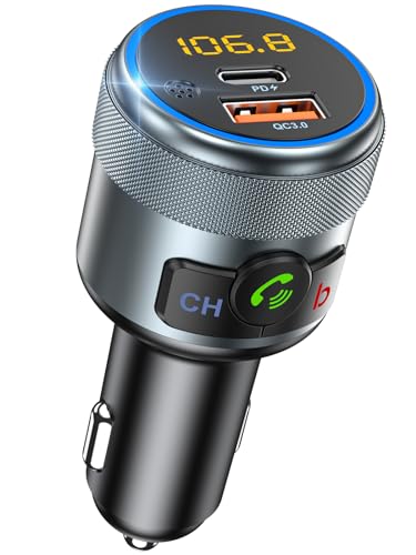 LENCENT Auto Bluetooth FM Transmitter, Wireless Bluetooth FM Radio Adapter Drahtloses Bluetooth Radio Transmitter Freisprecheinrichtung mit Typ-C PD 20W QC3.0 18W Schnellladung von LENCENT