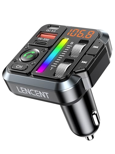LENCENT Bluetooth 5.3 Auto FM Transmitter, Höhen-&Bass-Ton Adapter, Radioadapter mit PD 20W & QC 3.0, Freisprecheinrichtung, Siri Google Assistant von LENCENT