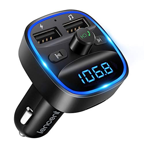 LENCENT Bluetooth FM Transmitter Auto, Adapter für Auto Radio, Freisprecheinrichtung, 2 USB Ports, Unterstützt SD-Karte USB-Sticks von LENCENT