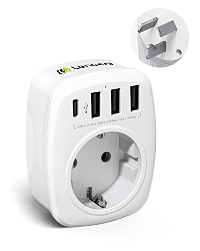 LENCENT Reiseadapter Adapter Schweiz Deutschland Stecker, EU auf AUS/CN, Typ-I, Reisestecker für Australien China Neuseeland Argentinien Wand Steckdosen, Mit 3 USB/1 Typ C/AC Steckdosenadapter von LENCENT