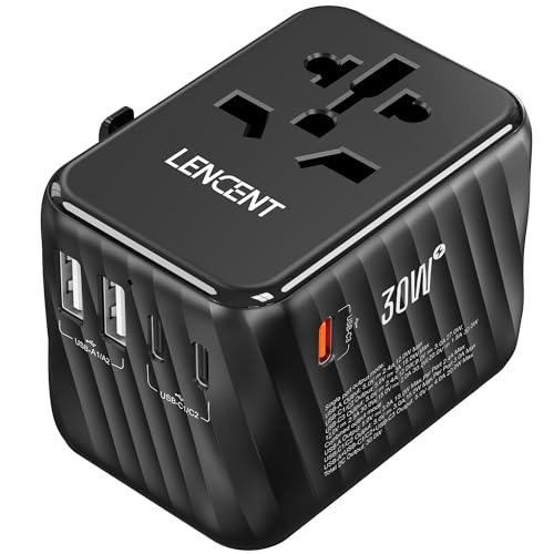 LENCENT 30W Reiseadapter Weltweit, Universal Reisestecker Adapter mit 2 USB A und 3 USB C, Internationaler Steckdosenadapter für Japan England USA Thailand Australien Europa, Schwarz LENCENT 30W Reiseadapter Weltweit, Universal Reisestecker Adapter mit 2 USB A und 3 USB C, Internationaler Steckdosenadapter für Japan England USA Thailand Australien Europa, Schwarz von LENCENT