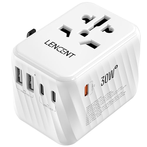 LENCENT 30W Reiseadapter Weltweit, Universal Reisestecker Adapter mit 2 USB A und 3 USB C, Internationaler Steckdosenadapter für Japan England USA Thailand Australien Europa, Weiß LENCENT 30W Reiseadapter Weltweit, Universal Reisestecker Adapter mit 2 USB A und 3 USB C, Internationaler Steckdosenadapter für Japan England USA Thailand Australien Europa, Weiß von LENCENT