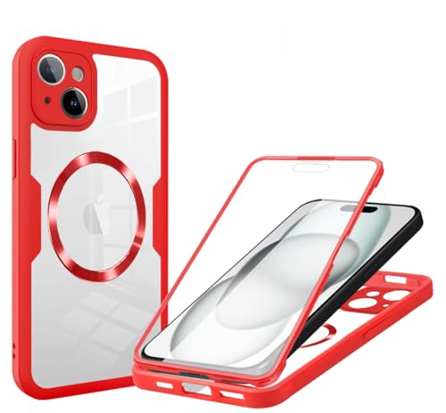 LENGRACE Magnetisch Handyhülle für iPhone 14 Plus,Kompatibel mit Magsafe Displayschutz Stoßfest Militärstandard Outdoor Transparent Case Schutzhülle für iPhone 14 Plus-Rot LENGRACE Magnetisch Handyhülle für iPhone 14 Plus,Kompatibel mit Magsafe Displayschutz Stoßfest Militärstandard Outdoor Transparent Case Schutzhülle für iPhone 14 Plus-Rot von LENGRACE