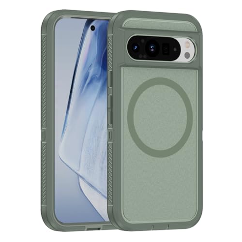 LENGRACE für Google Pixel 9 Pro XL Magnetisch Hülle,Militärgeprüft Kompatibel mit magsafe Transparent Matt PC TPU Stoßfest Handyhülle für Google Pixel 9 Pro XL-Grün von LENGRACE