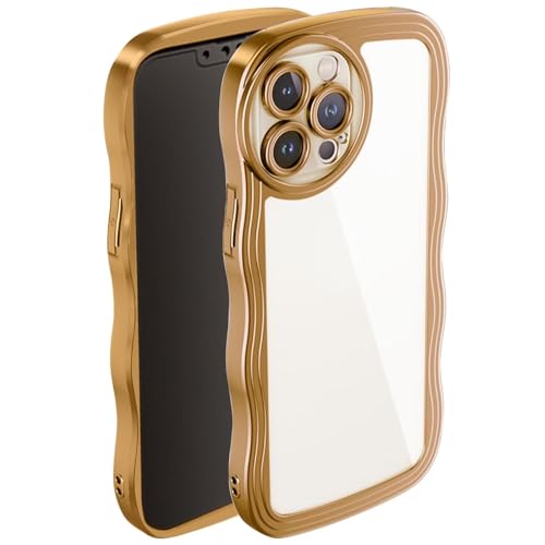 LENGRACE für iPhone 15 PRO MAX Wellen Rahmenform Hülle,Durchsichtig Lockige Glitzer Curly für Mädchen Frauen TPU Stoßfest Handyhülle-Gold LENGRACE für iPhone 15 PRO MAX Wellen Rahmenform Hülle,Durchsichtig Lockige Glitzer Curly für Mädchen Frauen TPU Stoßfest Handyhülle-Gold von LENGRACE