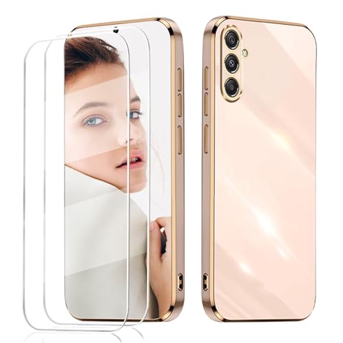LENGRACE für Samsung Galaxy A34 5G Galvanisierte Hülle mit 2 Stück Schutzfolie,Luxuriös Glatt Ultra Dünn Silikon Stoßfeste TPU Handyhülle-Rosa LENGRACE für Samsung Galaxy A34 5G Galvanisierte Hülle mit 2 Stück Schutzfolie,Luxuriös Glatt Ultra Dünn Silikon Stoßfeste TPU Handyhülle-Rosa von LENGRACE