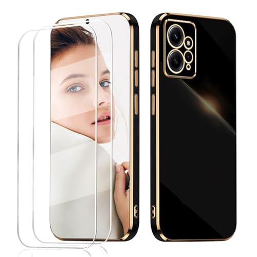 LENGRACE für XiaoMi RedMi Note 12 4G Galvanisierte Hülle mit 2 Stück Schutzfolie,Luxuriös Glatt Ultra Dünn Silikon Stoßfeste TPU Handyhülle-Schwarz LENGRACE für XiaoMi RedMi Note 12 4G Galvanisierte Hülle mit 2 Stück Schutzfolie,Luxuriös Glatt Ultra Dünn Silikon Stoßfeste TPU Handyhülle-Schwarz von LENGRACE