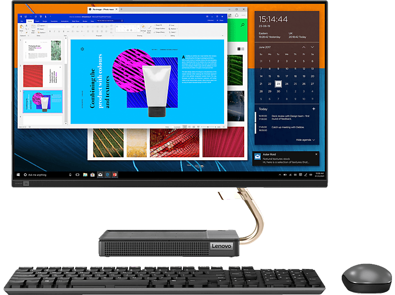 LENOVO IdeaCentre 5, All-in-One PC, mit 23,8 Zoll Display, AMD Ryzen™ 7 5700U Prozessor, 16 GB RAM, 512 SSD, AMD, Radeon™ Onboard Graphics, Graphitgrau Windows 10 Home (64 Bit) von LENOVO