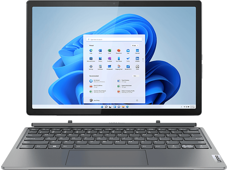 LENOVO IdeaPad Duet 5i, Convertible, mit 12,4 Zoll Display Touchscreen, Intel® Core™ i5 i5-1235U Prozessor, 8 GB RAM, 256 SSD, Iris® Xe, Storm Grey, Windows 11 Home (64 Bit) von LENOVO