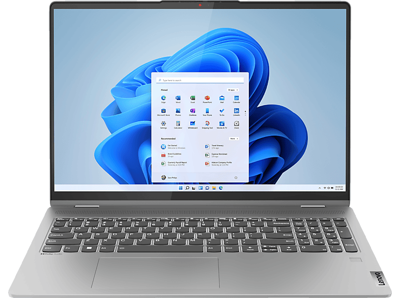 LENOVO IdeaPad Flex 5, Convertible, mit 16 Zoll Display, AMD Ryzen™ 7 7730U Prozessor, GB RAM, 512 SSD, Radeon™ Onboard Graphics, Arctic Grey, Windows 11 Home (64 Bit) von LENOVO