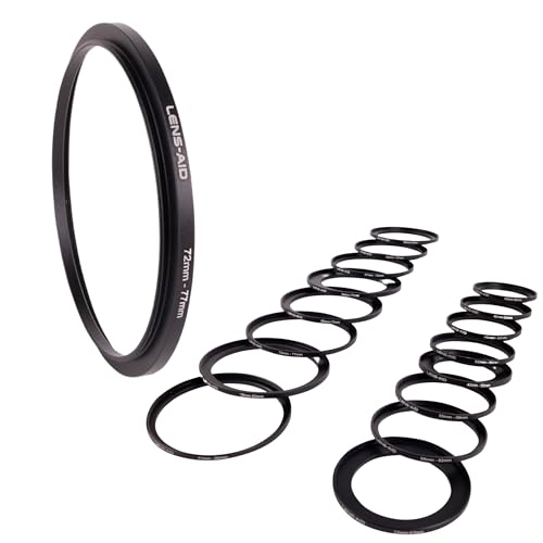 Lens-Aid Step Up Ringe Set 9-teilig (43-82mm) für Kamera Objektive: Filter-Adapter Metall für ND, Polfilter etc. - Adapterring kompatibel zu Sony Canon Nikon Fujifilm Olympus Pentax Leica Sigma Tamron von LENS-AID