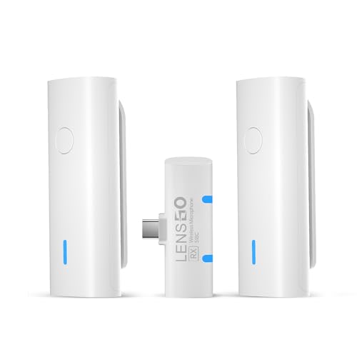 LENSGO Kabelloses Lavalier-Mikrofon für USB Typ-C Android, 2,4 GHz Dual Wireless Mikrofonsystem mit Ladekoffer für YouTube Facebook Videoaufnahme, Plug & Play, 100 Meter Übertragung von LENSGO
