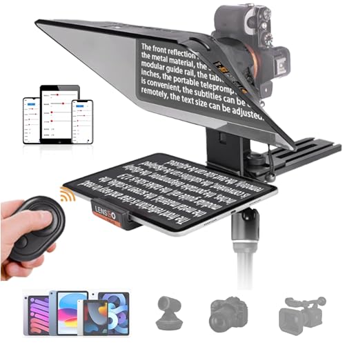 LENSGO TC12 Teleprompter für DSLR/spiegellose Kamera und Tablet bis zu 12,9" | Professioneller Teleprompter für Videoaufnahmen, Vlogging, Live-Streaming. von LENSGO