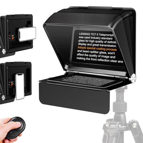 LENSGO Teleprompter für Tablet Smartphone,10'' Mini Portable Prompter mit Fernbedienung Teleprompter APP Kompatibel mit iOS/Android für YouTube/Online Unterricht/Vlogger/Live Streaming (for Phone) von LENSGO
