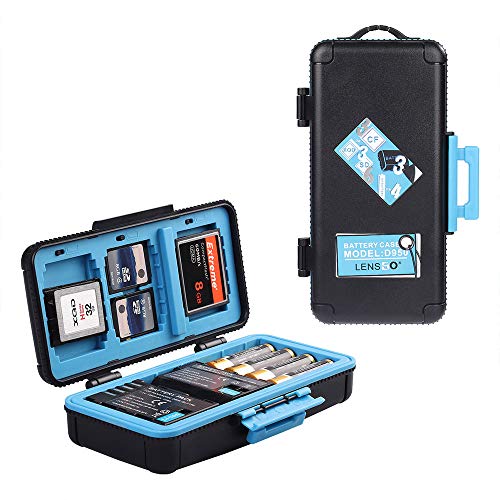 Lensgo Kamera-Akku-Speicherkarten-Hülle, Hartschalen-Schutzhülle, wasserabweisend, stoßfest, für 3 Kamera-Batterien, 3 XQD oder 3 CF Karten, 6 SD-Karten (blau) von LENSGO