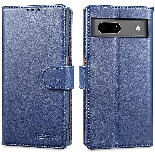 LENSUN Echtleder Hülle für Google Pixel 7a, Handyhülle [Echtes Leder] [Magnetverschluss] [RFID Blocker] Handytasche Wallet Lederhülle Cover für Google Pixel 7a 5G - Blau von LENSUN