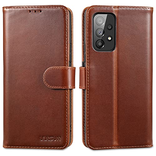 LENSUN Echtleder Hülle für Samsung Galaxy A53, Handyhülle [Echtes Leder] [Standfunktion] [RFID Schutz] Handytasche Lederhülle für Samsung Galaxy A53 5G - Dunkelbraun von LENSUN
