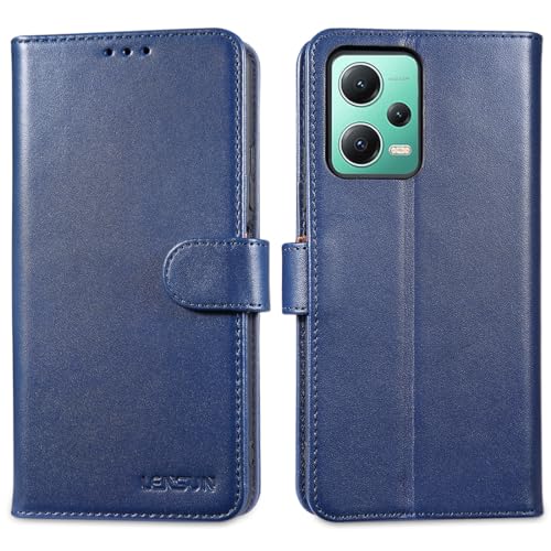 LENSUN Echtleder Hülle für Xiaomi Redmi Note 12 5G, Handyhülle [Echtes Leder][Kartenfach][Wallet Funktion] Handytasche Lederhülle für Redmi Note 12 5G - Blau von LENSUN