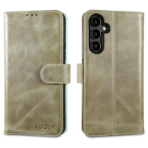 LENSUN Lederhülle für Samsung Galaxy A54 5G, Echtleder Hülle [Premium Leder][Kartenfach][RFID Schutz] Handyhülle Handytasche Lederhülle für Samsung Galaxy A54 - Vintage Grün von LENSUN