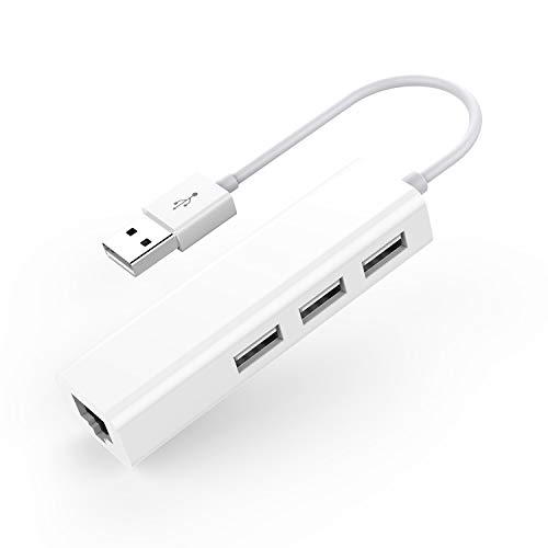 LENTION 3-Port USB-Adapter mit Gigabit Ethernet, USB 2.0-Hub, Netzwerkadapter, 3-USB-Hub+RJ45 LAN-Adapter für MacBook Air/Pro (neueste Generation)/Microsoft Surface Book/Dell XPS/ASUS/Lenovo/HP- Weiß von LENTION