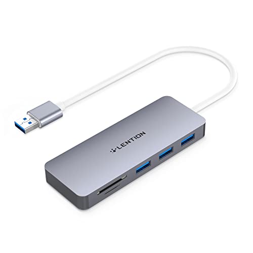 LENTION 5-in-1 USB Hub, mit 3 Superspeed 5Gbps USB 3.0 Ports, 2 SD/TF Kartenleser Ports,Multiport, Kabel designt für MacBook Air/Pro (Vorherige Generation), Surface, Lenovo, HP，Laptop (Space Grau) von LENTION