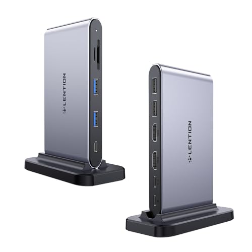 LENTION Docking Station USB C, mit Dual HDMI 4K60Hz, USB-C Datei Anschluss, 100W PD, USB3.0&2.0, SD/TF Kartenleser, 1M-Kabel, 2016-2023 MacBook Pro/Air 13/14/15/16 /Windows Laptops,Thunderbolt 3/4 von LENTION