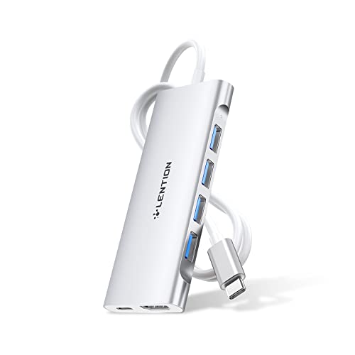 LENTION USB C Hub Langes Kabel 1m USB-C Digitaler AV Multiport Adapter 4K HDMI, 4 USB 3.0, Typ C 60W Aufladen,für 2023-2016 MacBook Pro 13/14/15/16, Neues Mac Air & Surface, Chromebook,Laptops von LENTION