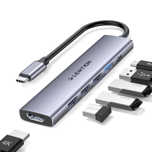 LENTION USB C Hub mit 100W PD Aufladung, 4K HDMI, USB 3.0 & 2.0 Adapter auf HDMI, Kompatibel 2023-2016 Neues MacBook Air/Pro, Neues Mac Air, iPhone 15 Plus Pro Max, Thunderbolt 3/4 von LENTION